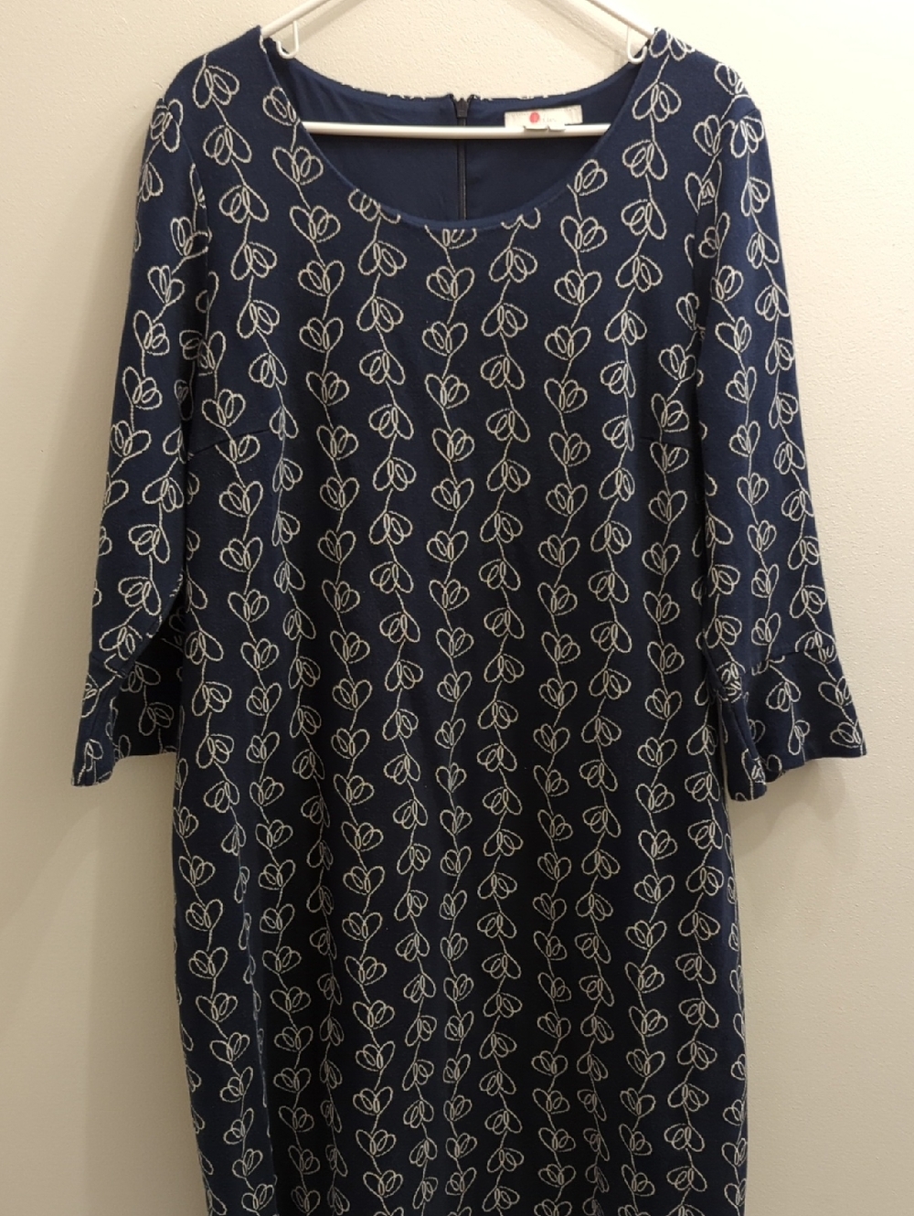 Boden Navy Dress with Cream Vine Print, Women's US 18L